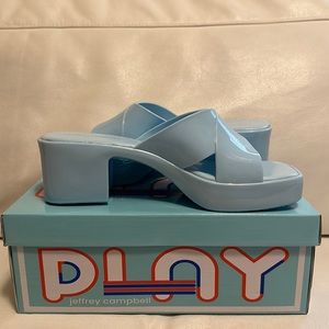 JEFFREY CAMPBELL BUBBLEGUM BABY BLUE SHINY SIZE 9 BRAND NEW